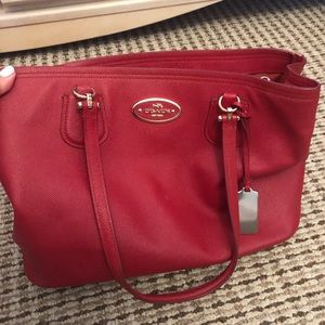 Coach red leather bag